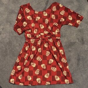 Stylish Red Dress with Skull Pattern